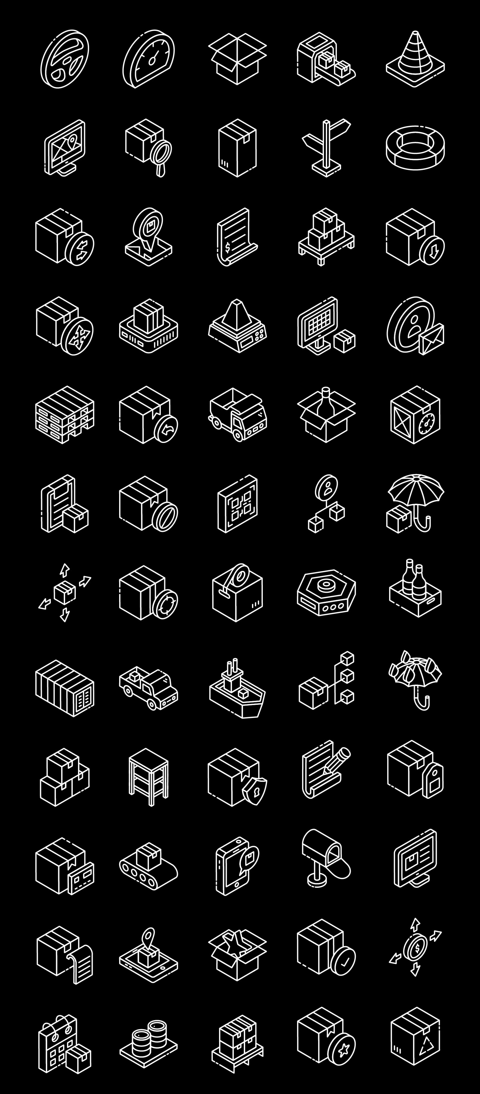 Logistic Glyph Isometric Icons Pack