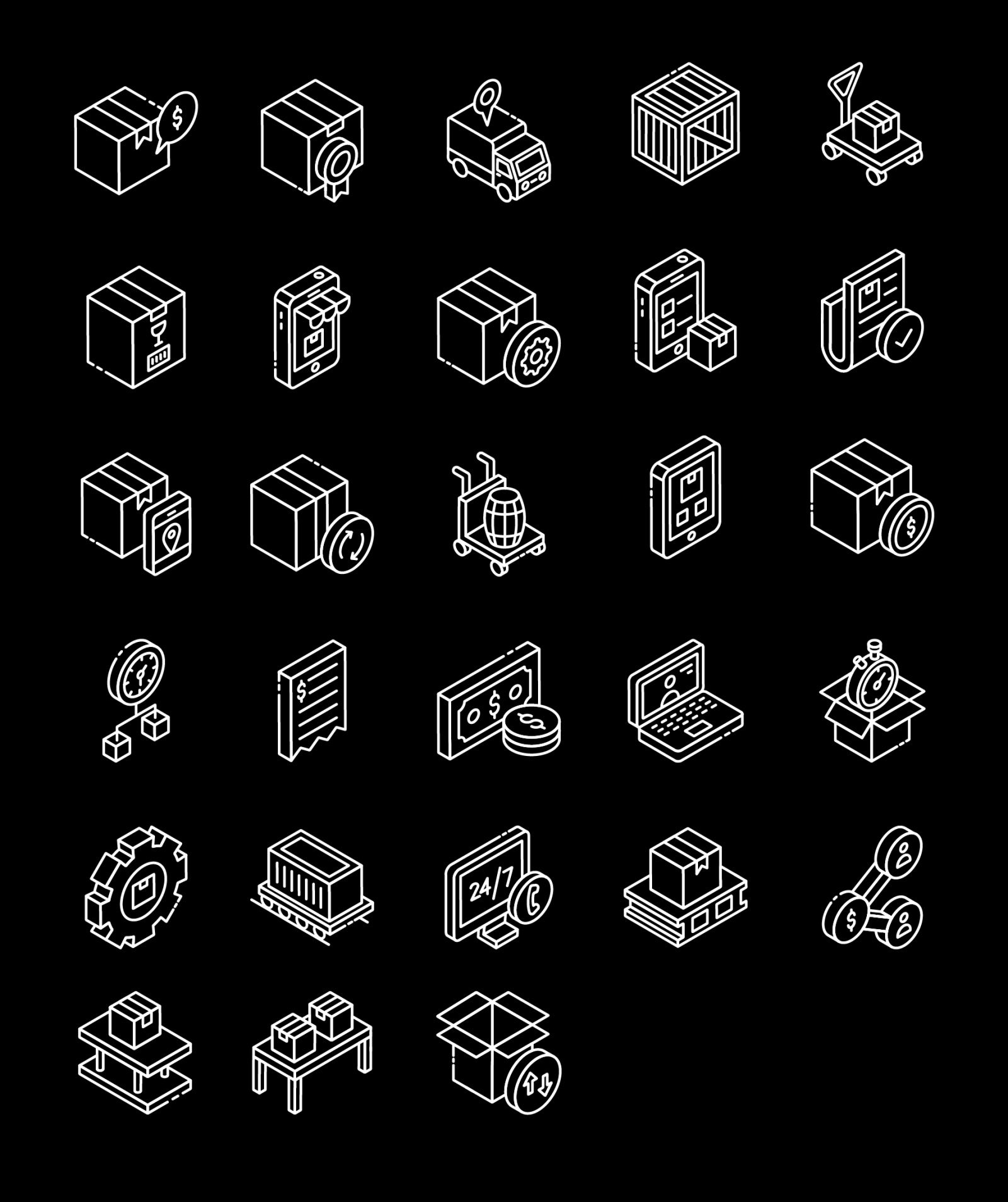 Logistic Glyph Isometric Icons Pack