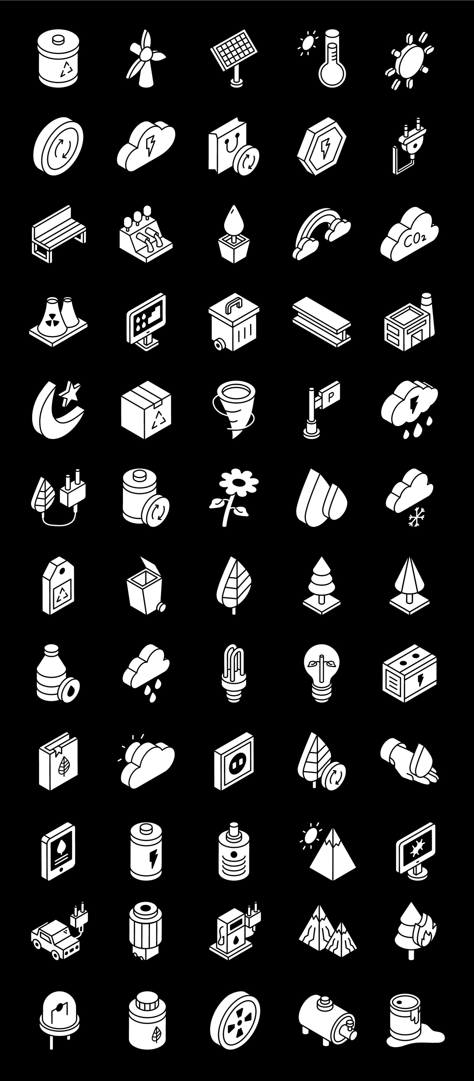 Ecology and environmental Glyph isometric icons Ecology and environmental Glyph isometric icons