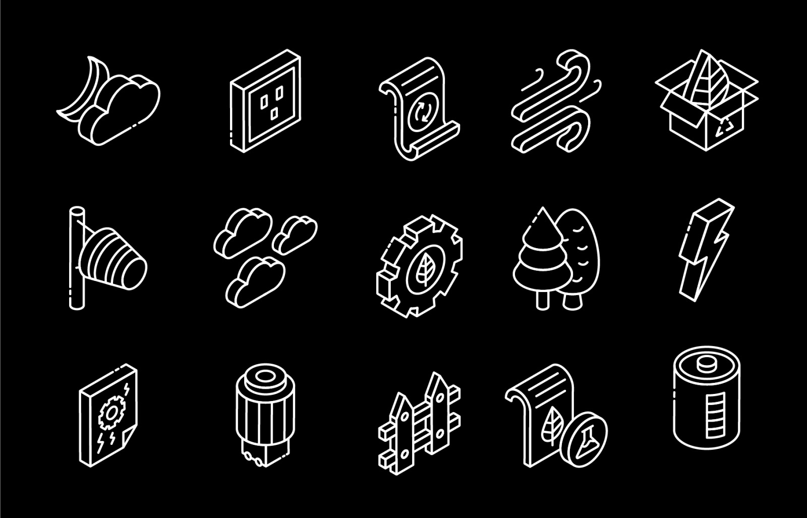 Ecology and environmental Glyph isometric icons