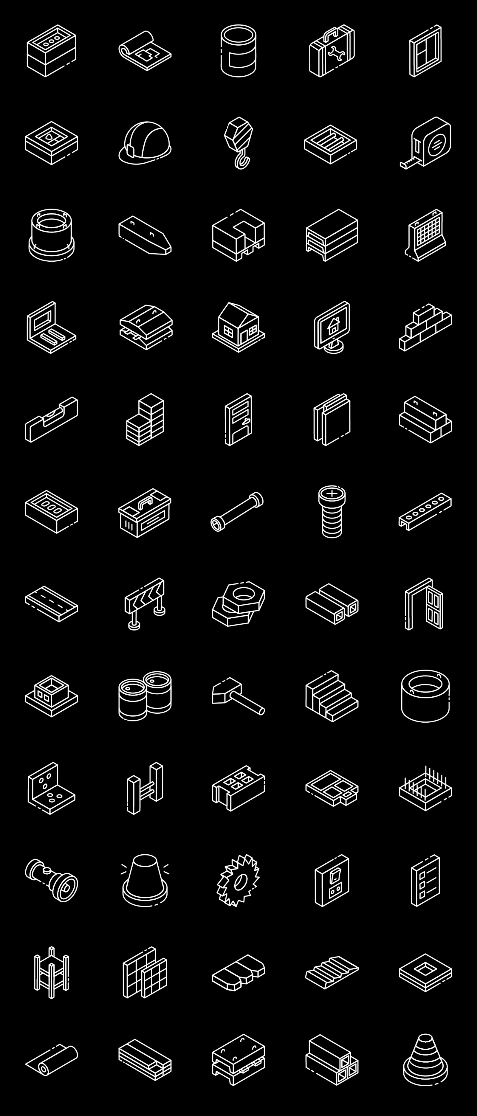 Construction Glyph Isometric Icons Pack