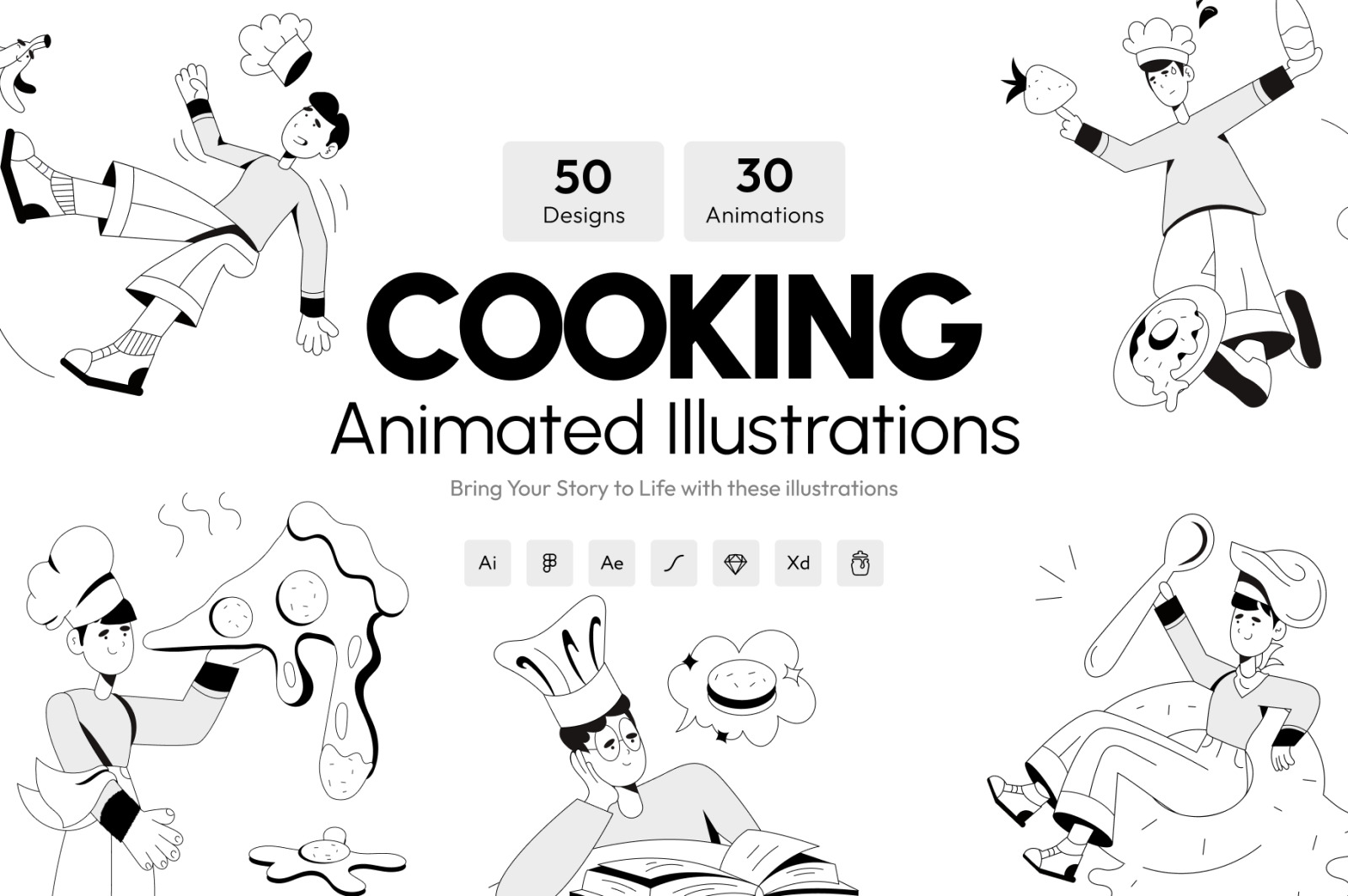 Animated Cooking Illustration Set