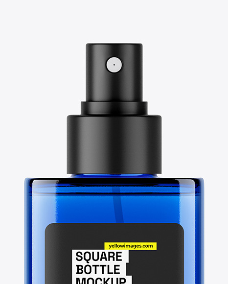 Blue Square Cosmetic Spray Bottle Mockup