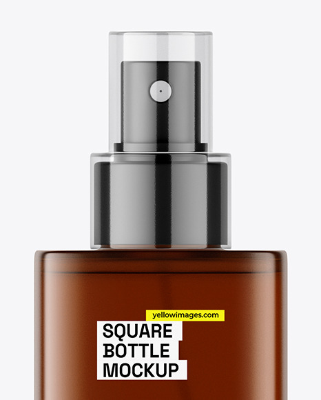 Amber Frosted Square Spray Bottle Mockup