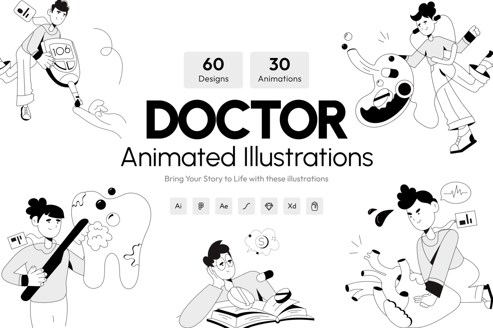 Animated Doctor Illustration Set