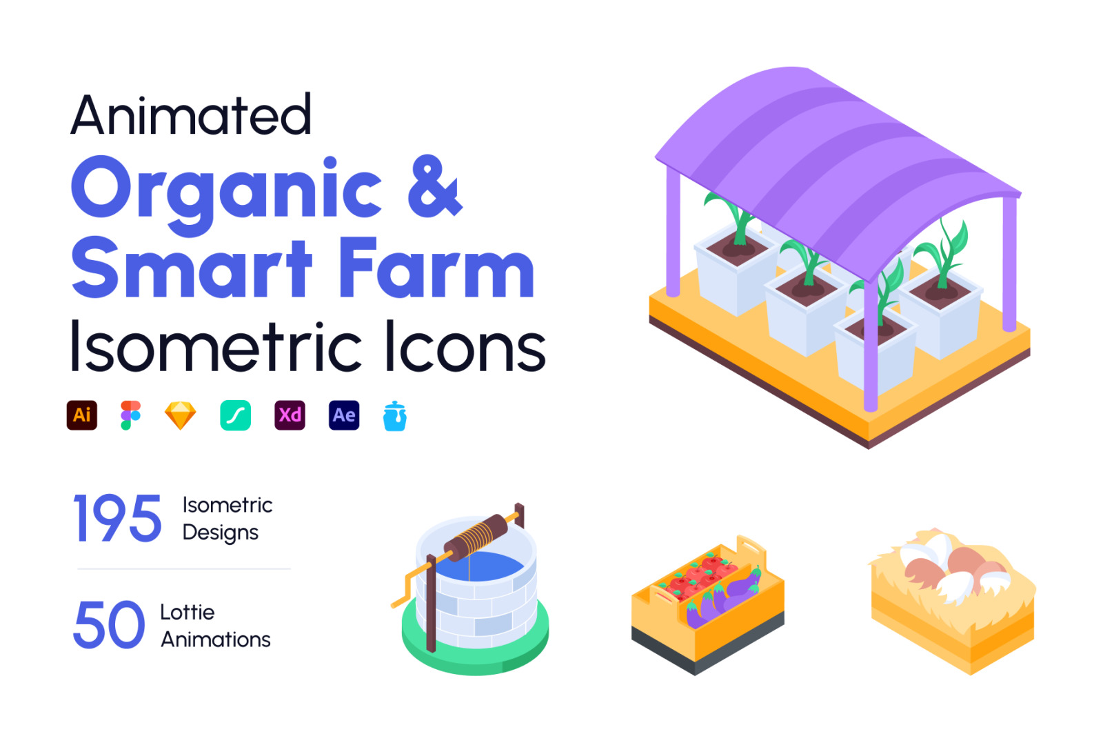 Organic and Smart Farm Icon