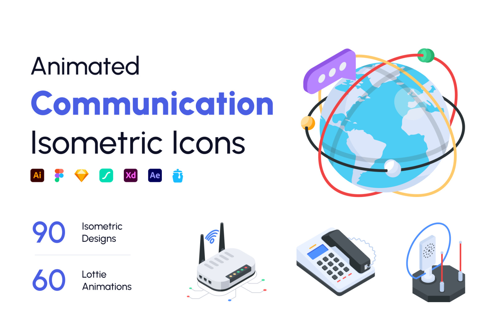 Animated Communications Icon Set