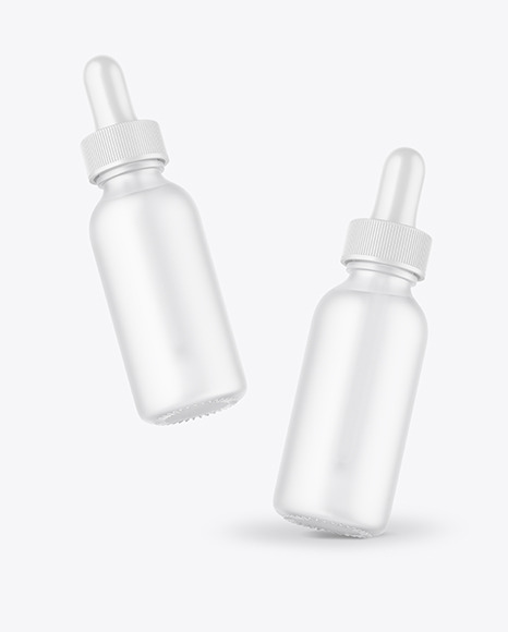 Two Frosted Glass Dropper Bottles Mockup