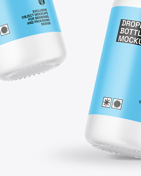 Two Frosted Glass Dropper Bottles Mockup