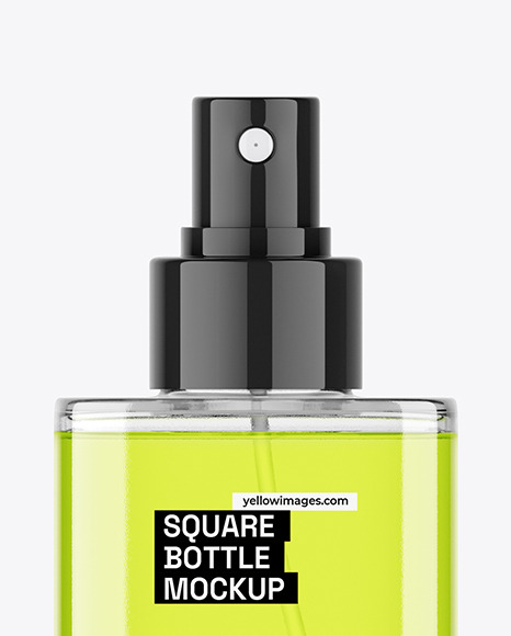 Clear Square Cosmetic Spray Bottle Mockup