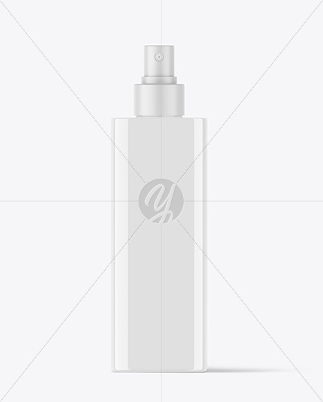 Square Glossy Cosmetic Spray Bottle Mockup