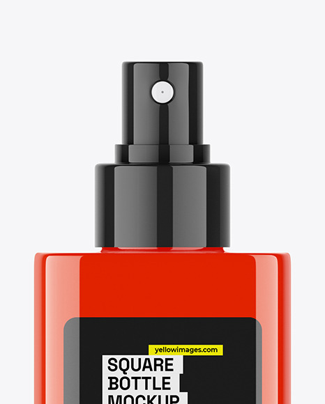 Square Glossy Cosmetic Spray Bottle Mockup