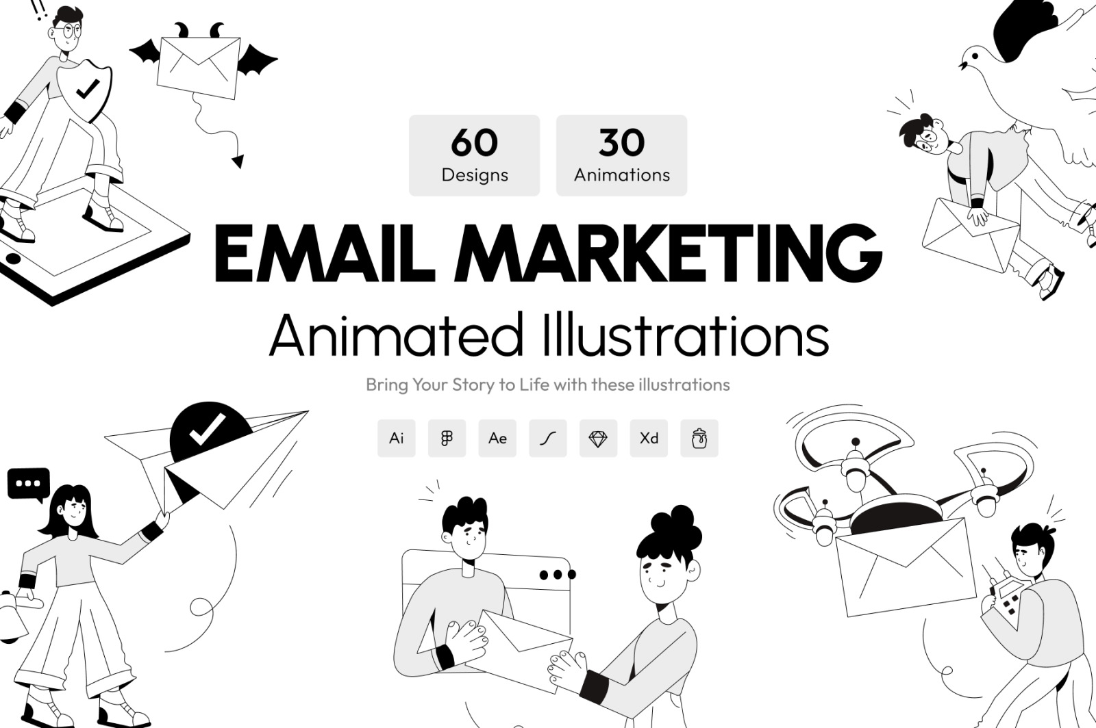 Email Marketing Illustration Set Email Marketing Illustration Set
