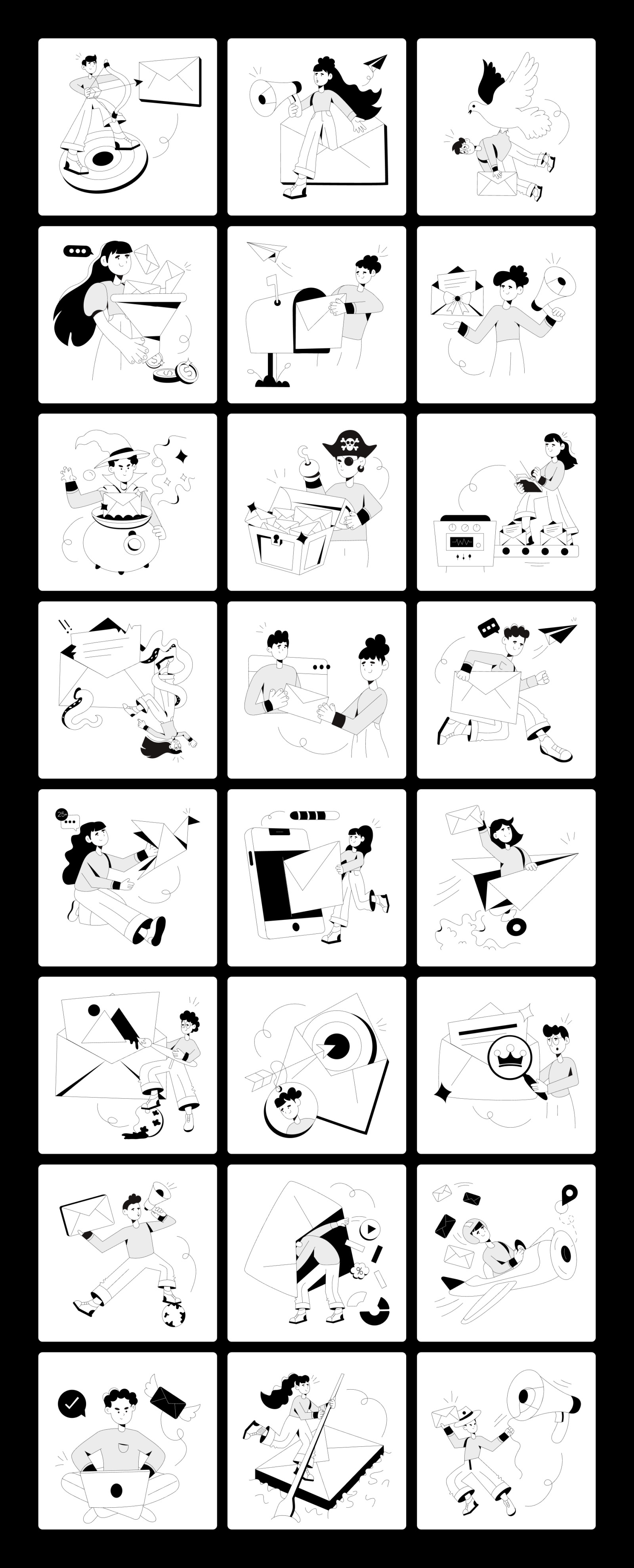 Email Marketing Illustration Set Email Marketing Illustration Set