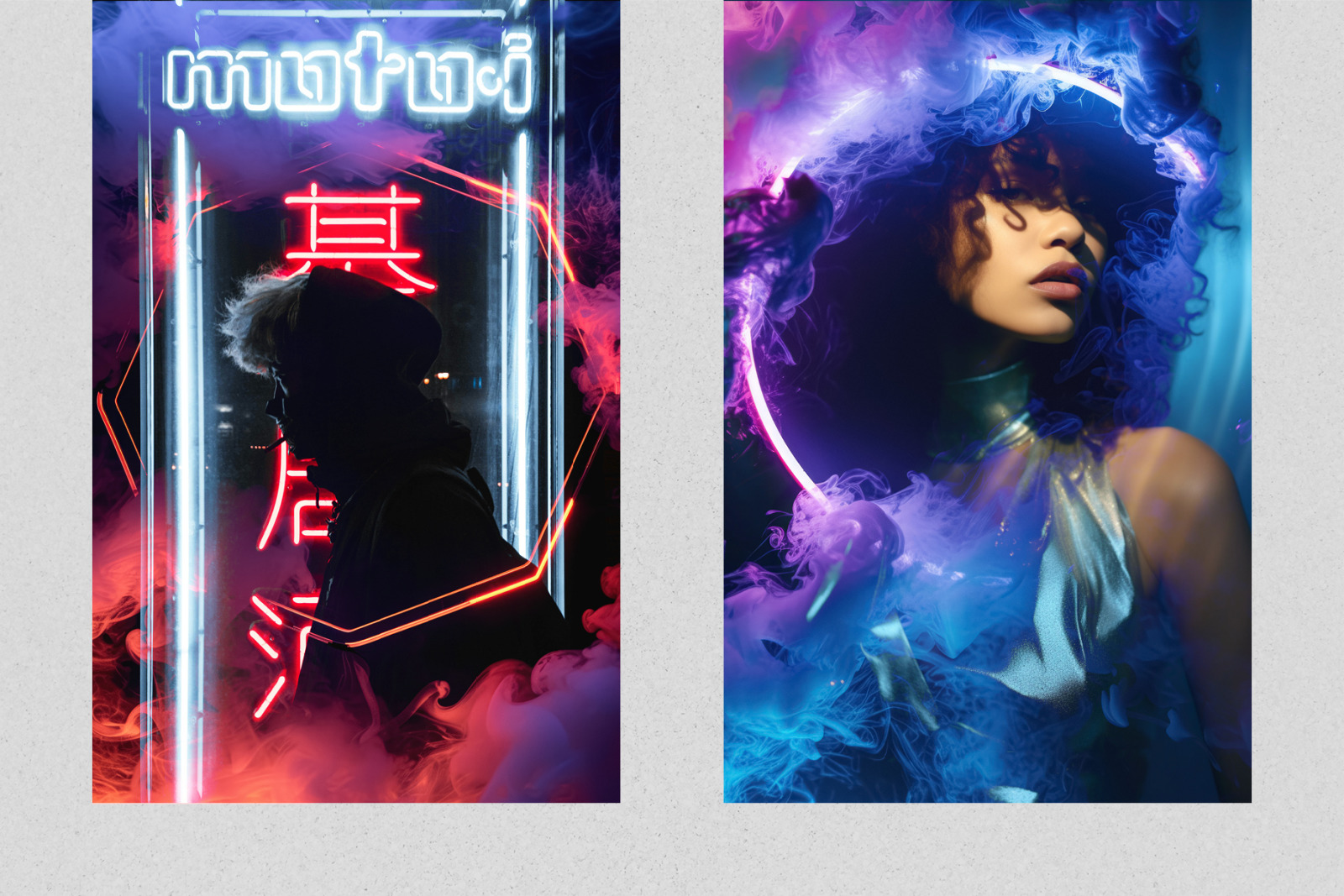 25 Neon Smoke Frames Effect Photo Overlays