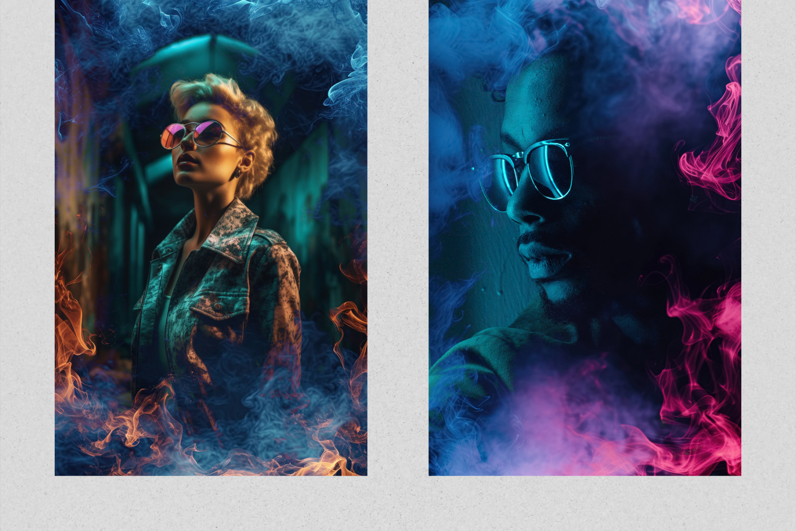 25 Neon Smoke Frames Effect Photo Overlays