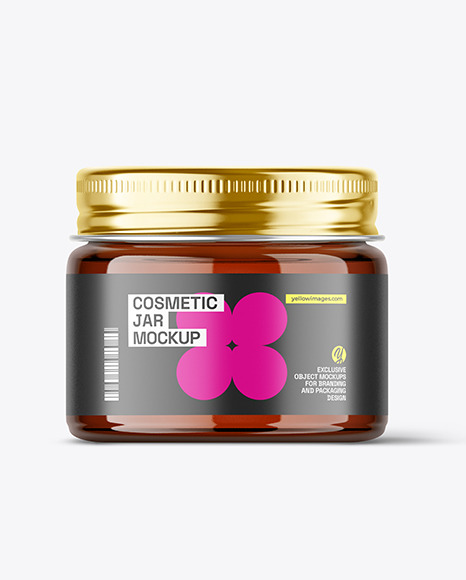 Amber Glass Cosmetic Jar Mockup