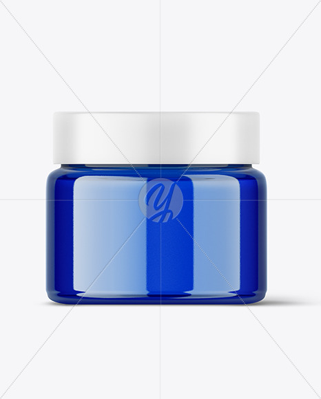 Blue Glass Cosmetic Jar Mockup