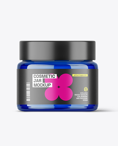 Blue Glass Cosmetic Jar Mockup