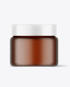 Amber Frosted Glass Cosmetic Jar Mockup