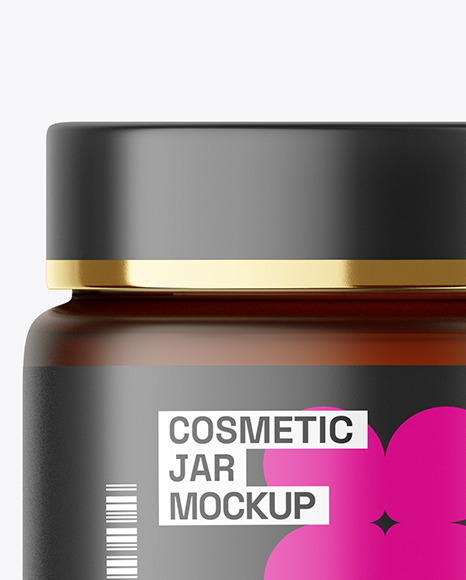 Amber Frosted Glass Cosmetic Jar Mockup