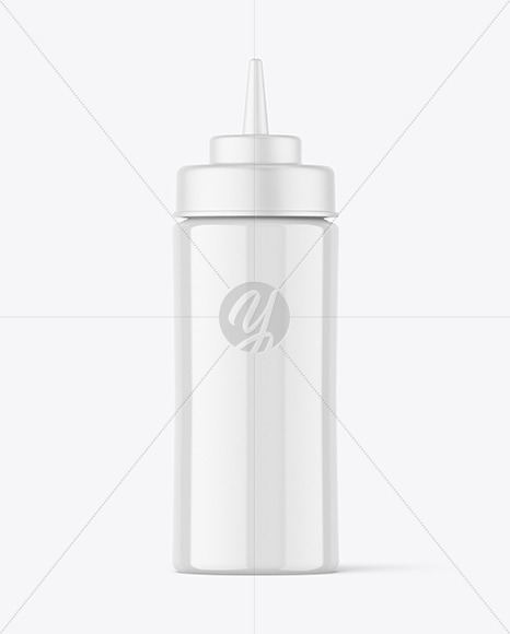 Glossy Plastic Sauce Bottle Mockup