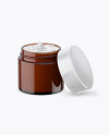 Opened Amber Cosmetic Jar Mockup (High-Angle Shot) Opened Amber Cosmetic Jar Mockup (High-Angle Shot)