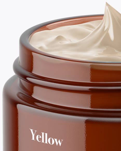 Opened Amber Cosmetic Jar Mockup (High-Angle Shot) - Free Download