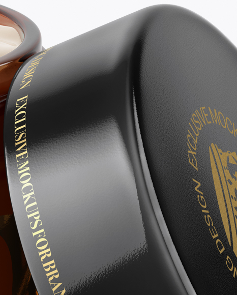 Opened Amber Cosmetic Jar Mockup (High-Angle Shot) Opened Amber Cosmetic Jar Mockup (High-Angle Shot)