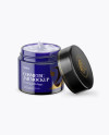Opened Blue Cosmetic Jar Mockup (High-Angle Shot)