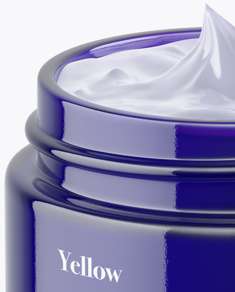 Opened Blue Cosmetic Jar Mockup (High-Angle Shot)