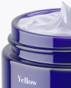 Opened Blue Cosmetic Jar Mockup (High-Angle Shot)