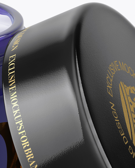Opened Blue Cosmetic Jar Mockup (High-Angle Shot)