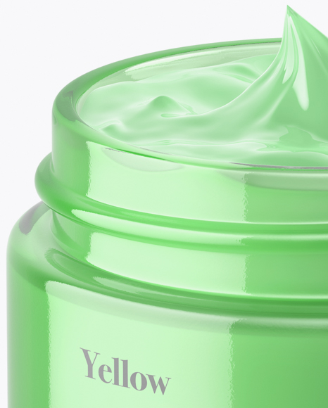 Opened Green Cosmetic Jar Mockup (High-Angle Shot)