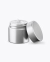 Opened Matte Metallic Cosmetic Jar Mockup (High-Angle Shot)