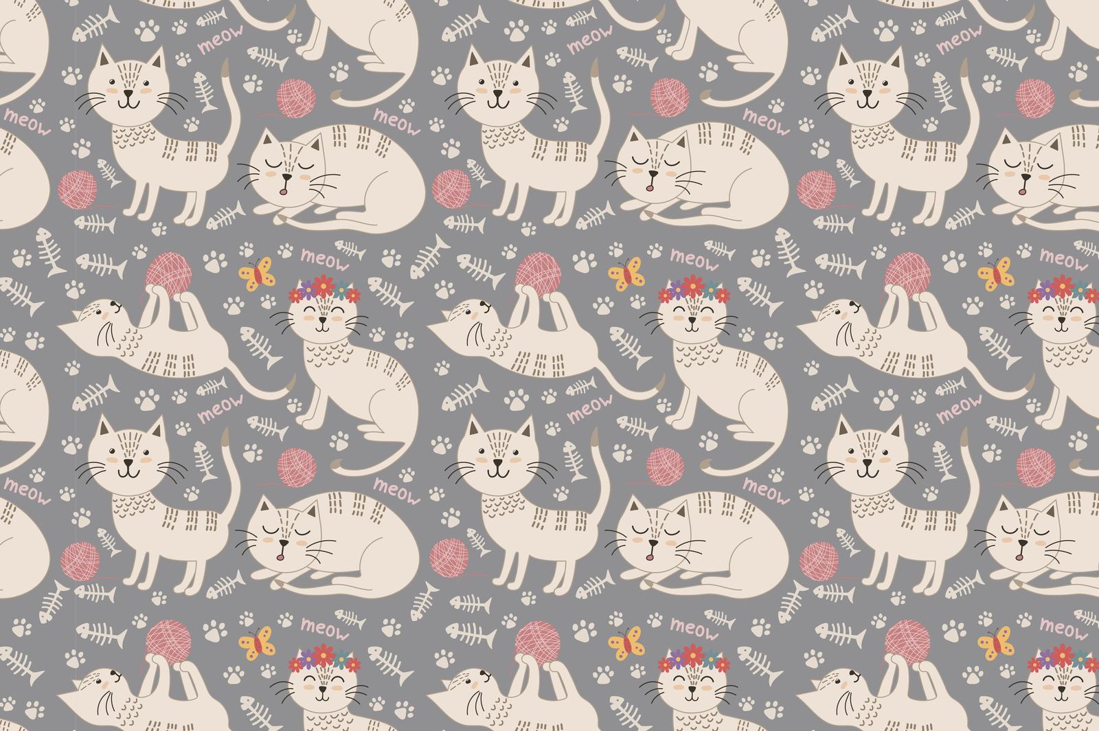 Cute cats seamless patterns