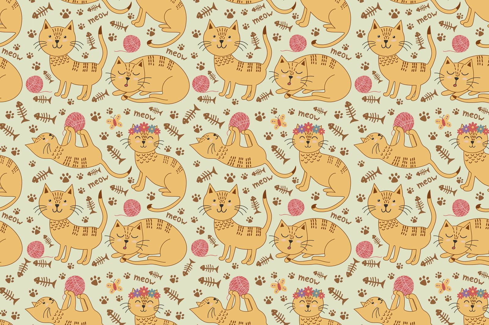 Cute cats seamless patterns