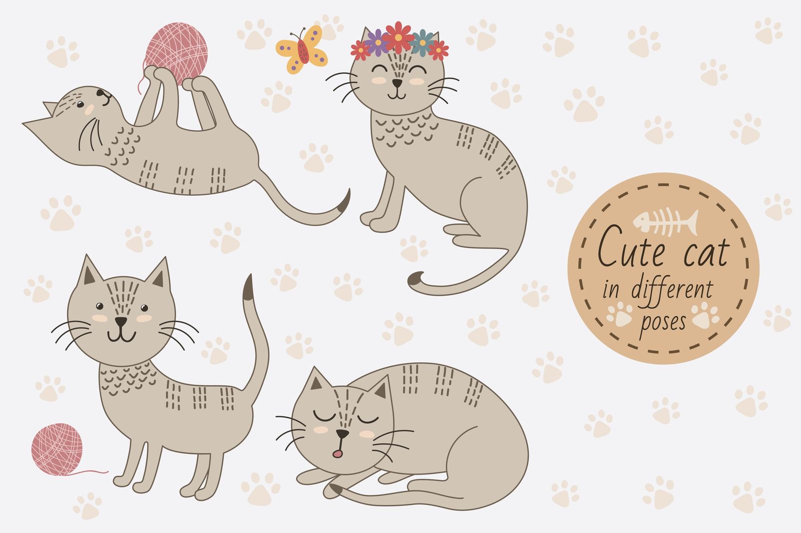 Cute cats seamless patterns