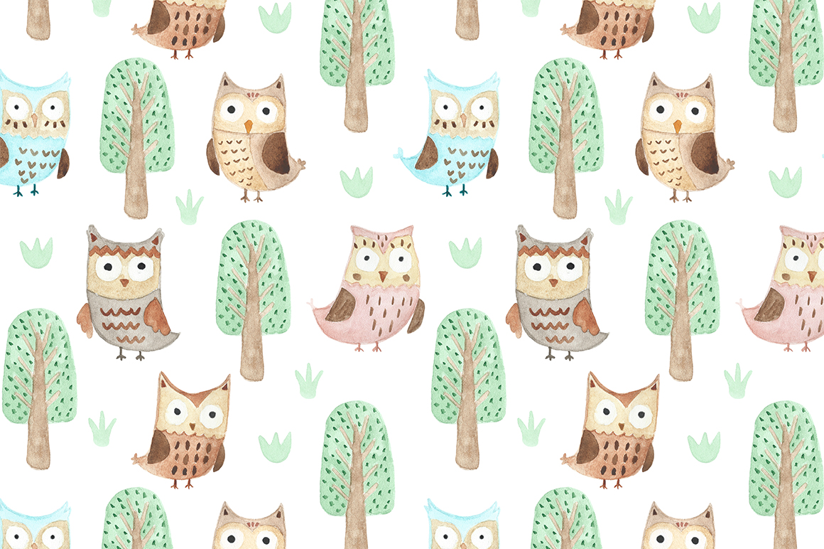 Watercolor Owls: patterns & cards Watercolor Owls: patterns & cards