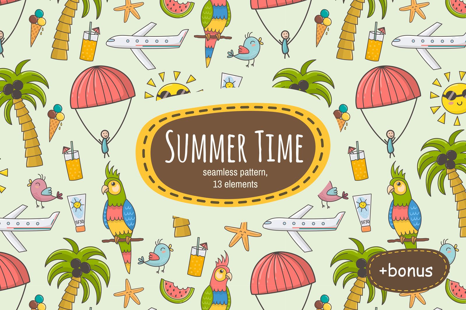 Summer Time: pattern & clipart Summer Time: pattern & clipart