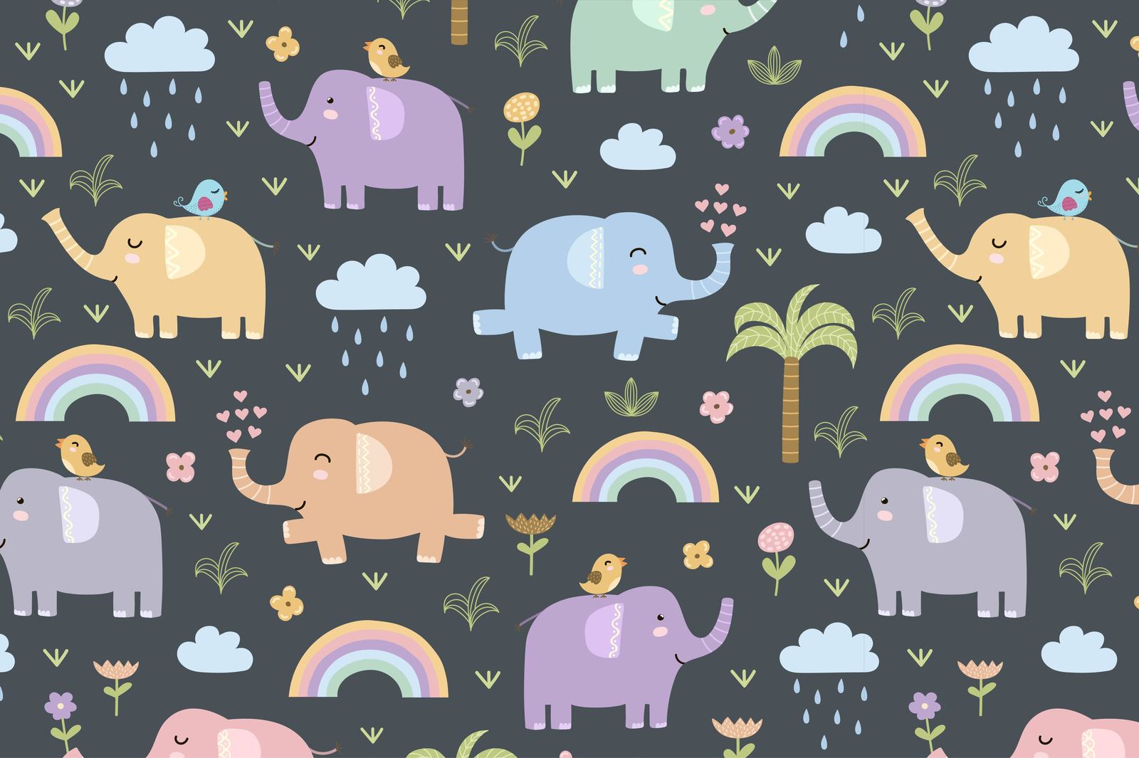 Elephants: seamless patterns & clipart Elephants: seamless patterns & clipart
