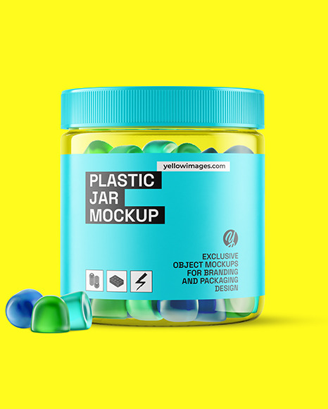 Plastic Jar with Gummies Mockup