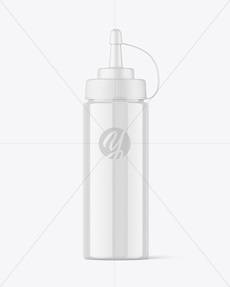 Glossy Plastic Sauce Bottle Mockup