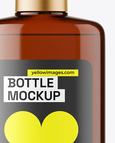 Amber Plastic Bottle Mockup