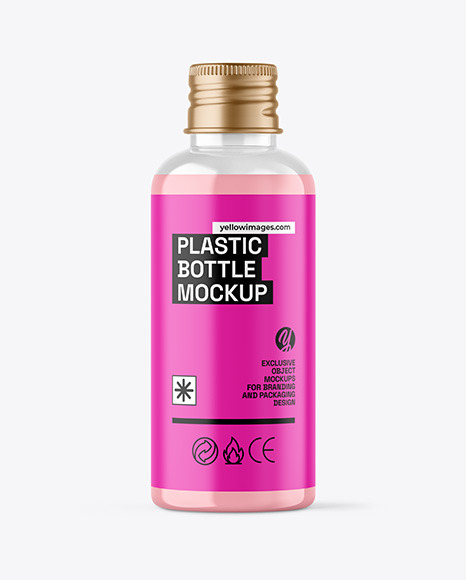 Clear Cosmetic Bottle with Liquid Soap Mockup