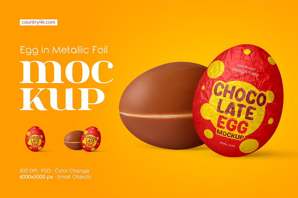 Egg in Metallic Foil Mockup Set Egg in Metallic Foil Mockup Set