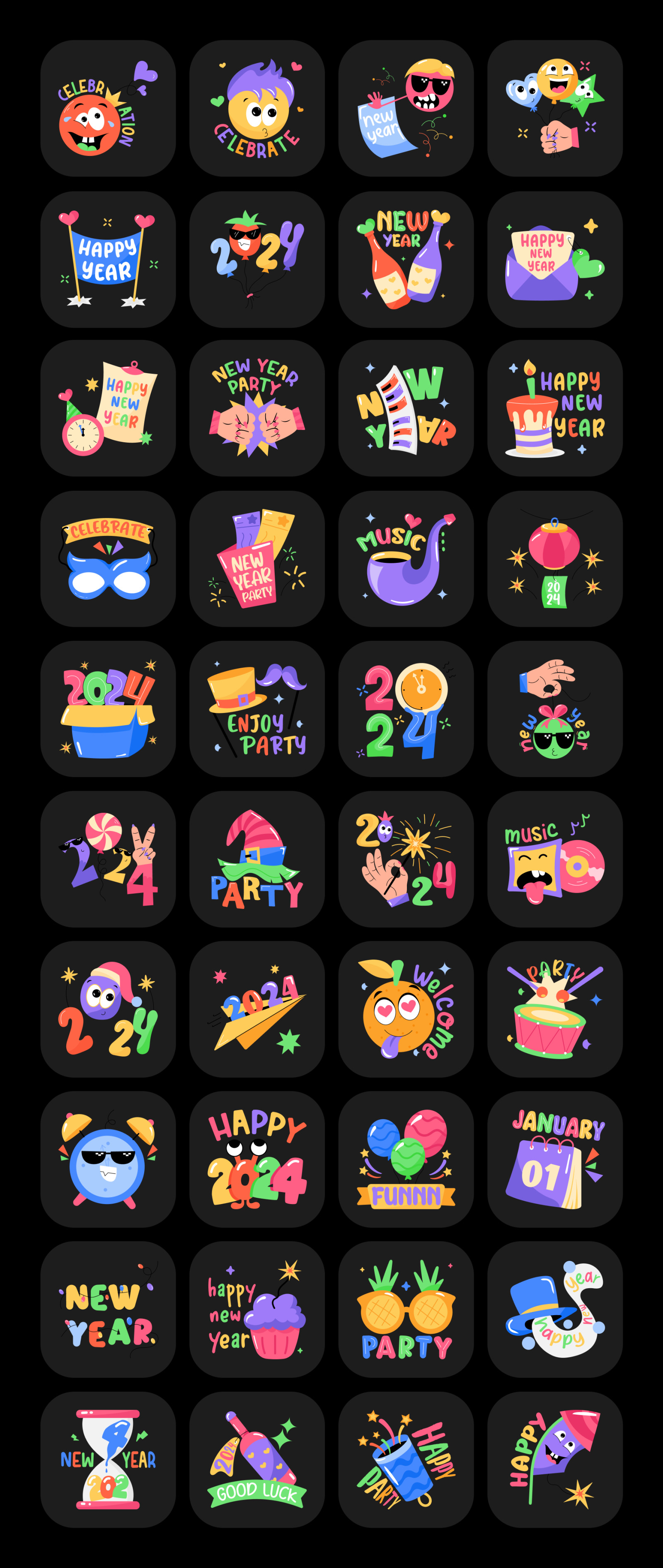 Happy New Year Stickers