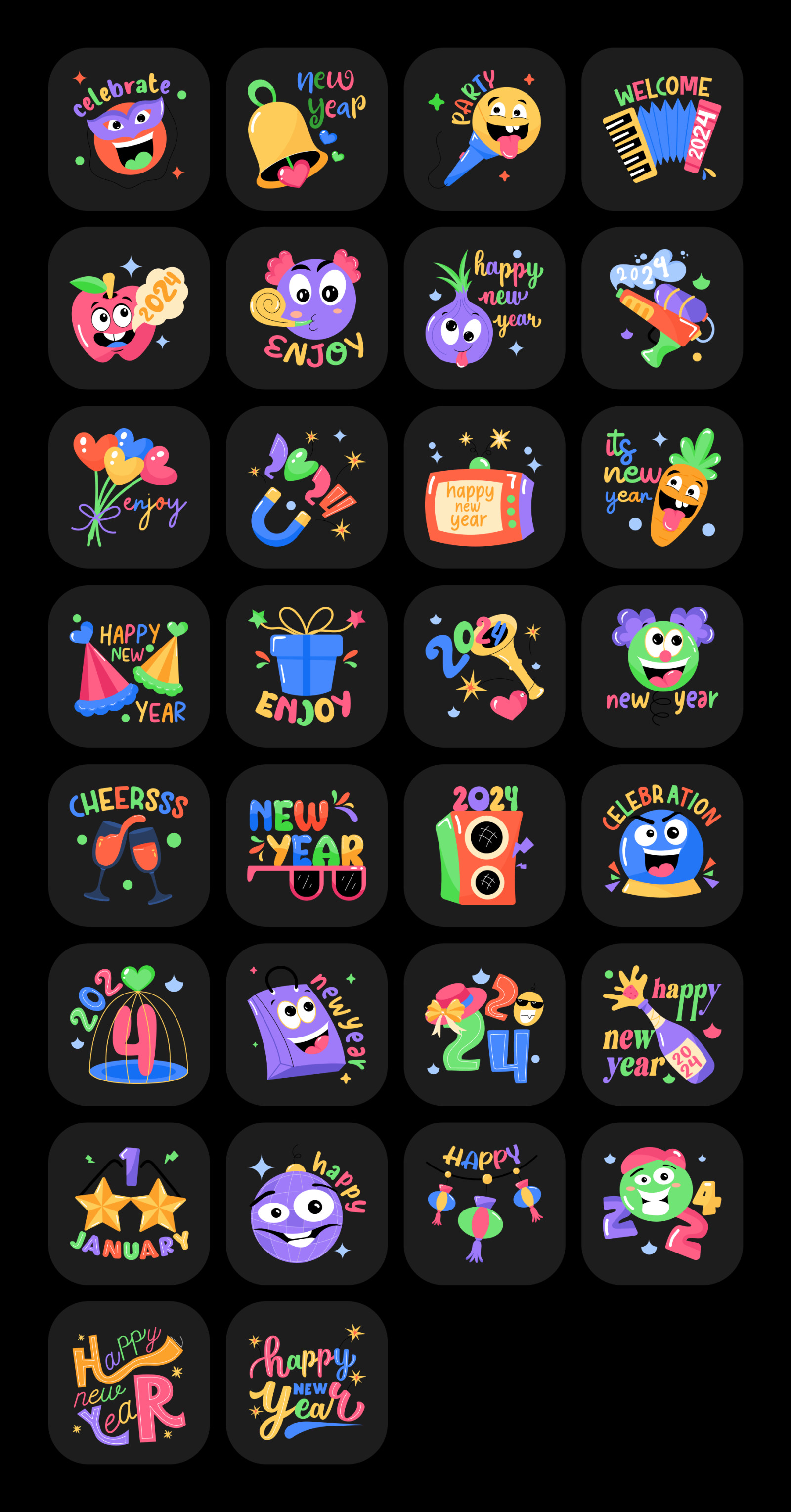 Happy New Year Stickers