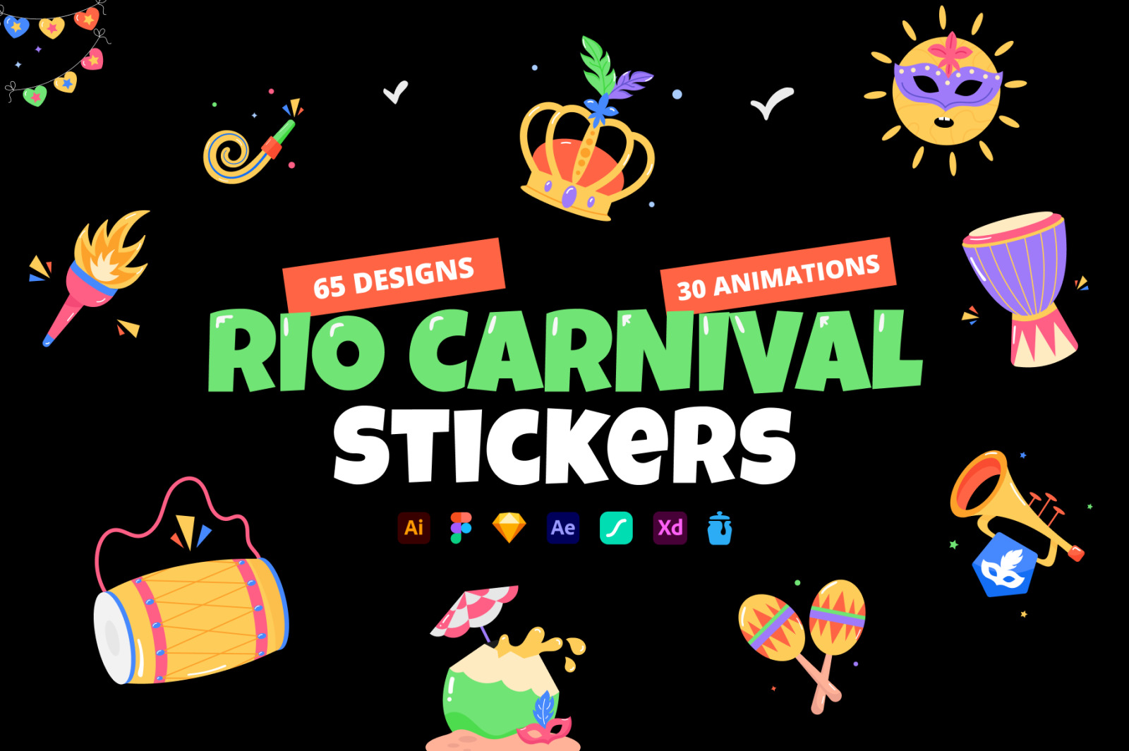 Animated Rio Carnival Stickers