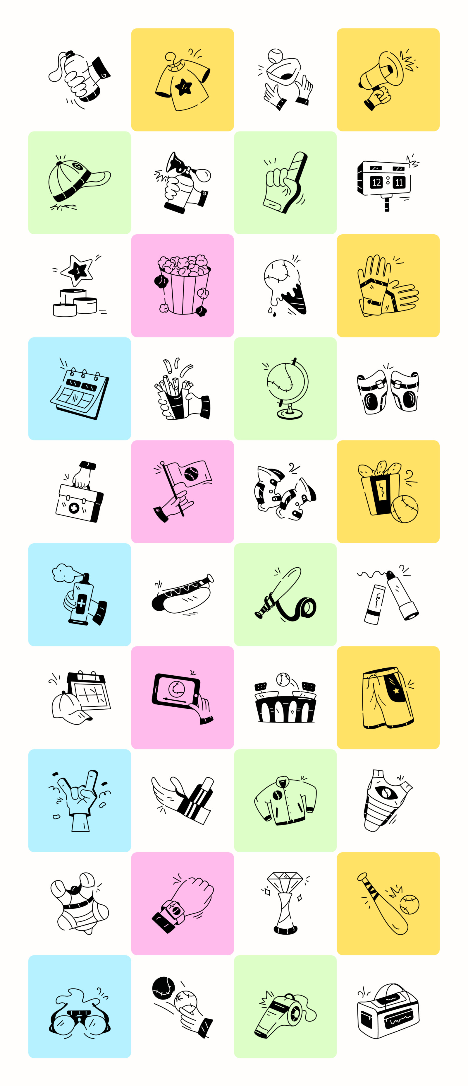 Animated Baseball Doodle Icons Animated Baseball Doodle Icons